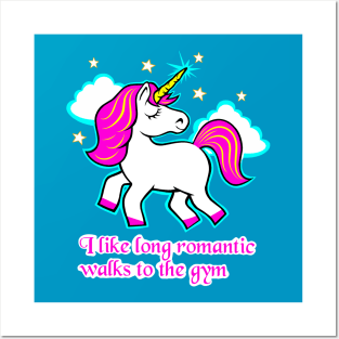 Fitness Unicorn, gym girl, barbell unicorn Posters and Art